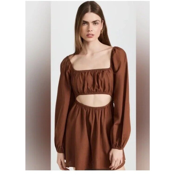 NEW L Space Rosita Mini Dress Swimsuit Cover Up Coffee Brown Size Small-$165 - Picture 2 of 8